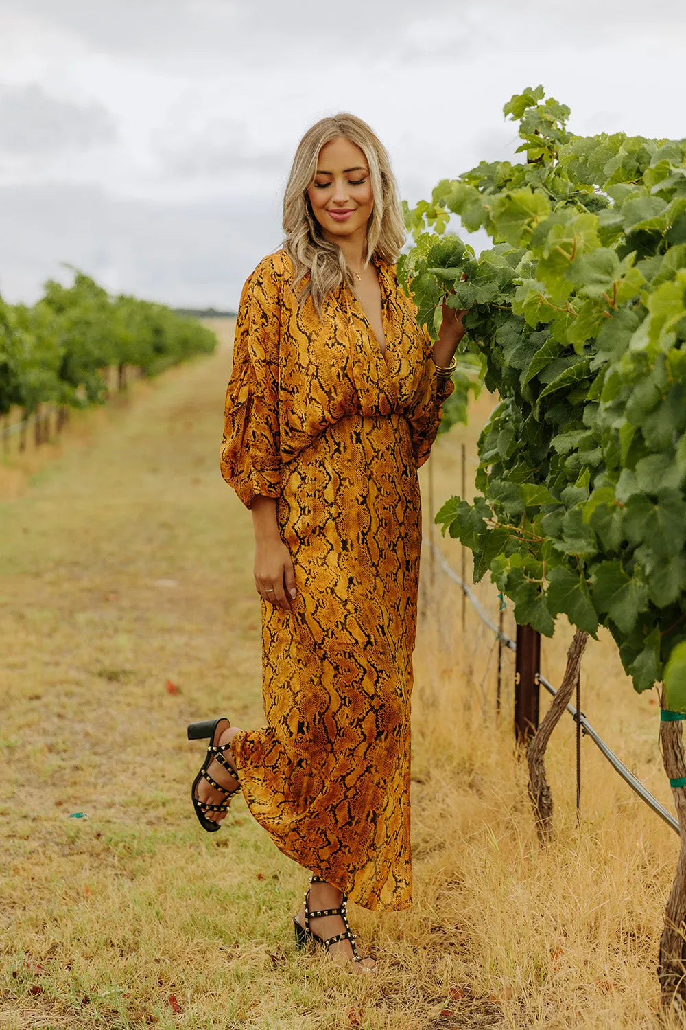 Jude Long Sleeve Maxi Dress - Snake Charmer