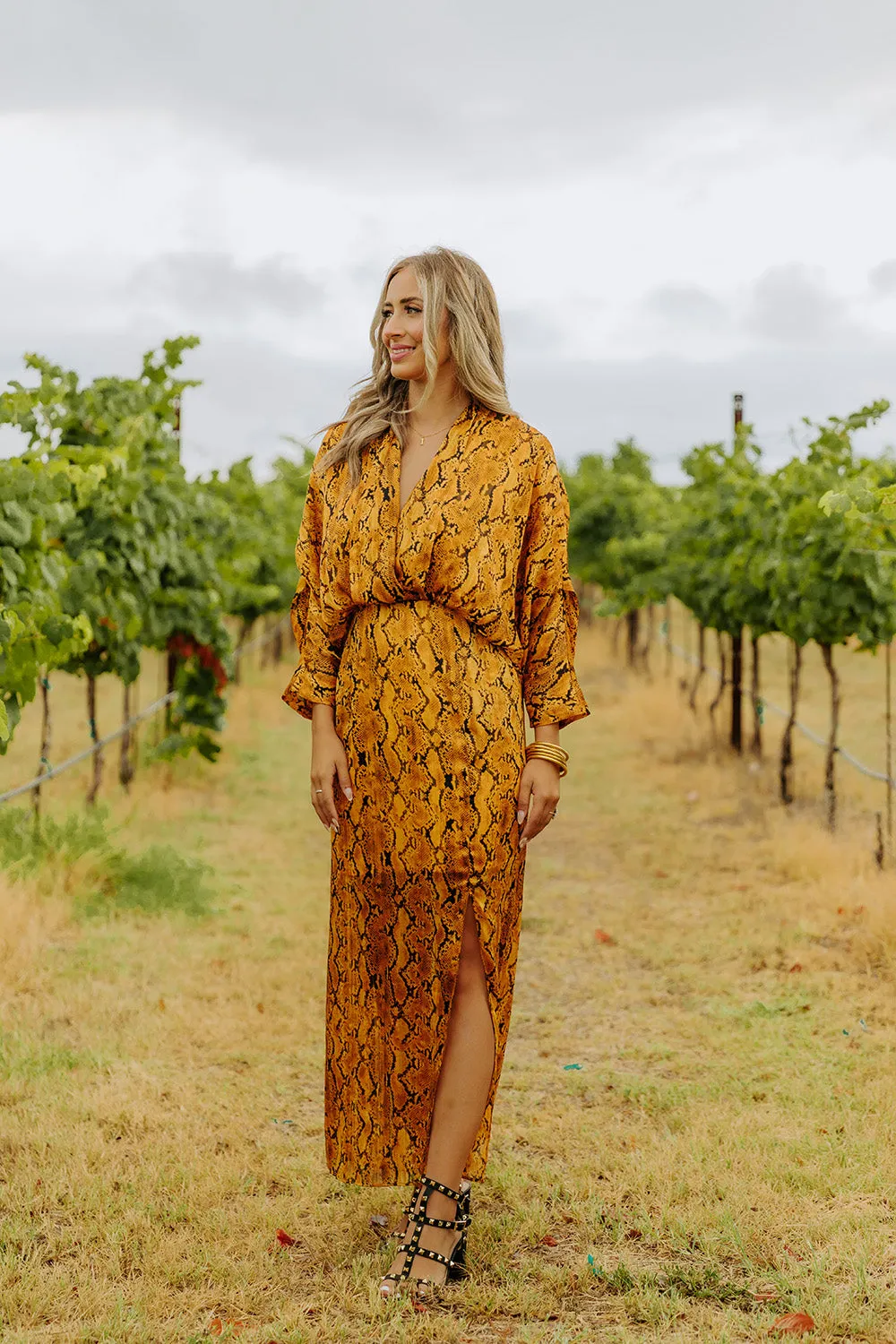 Jude Long Sleeve Maxi Dress - Snake Charmer