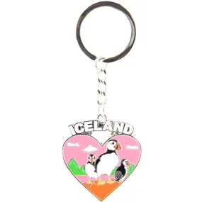 Keyring heart text ICELAND pink