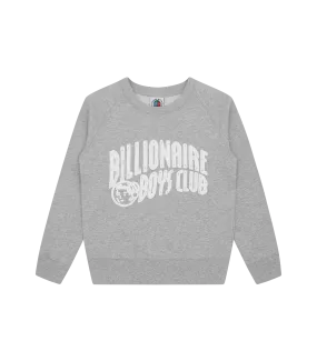 KIDS ARCH LOGO CREWNECK - HEATHER GREY