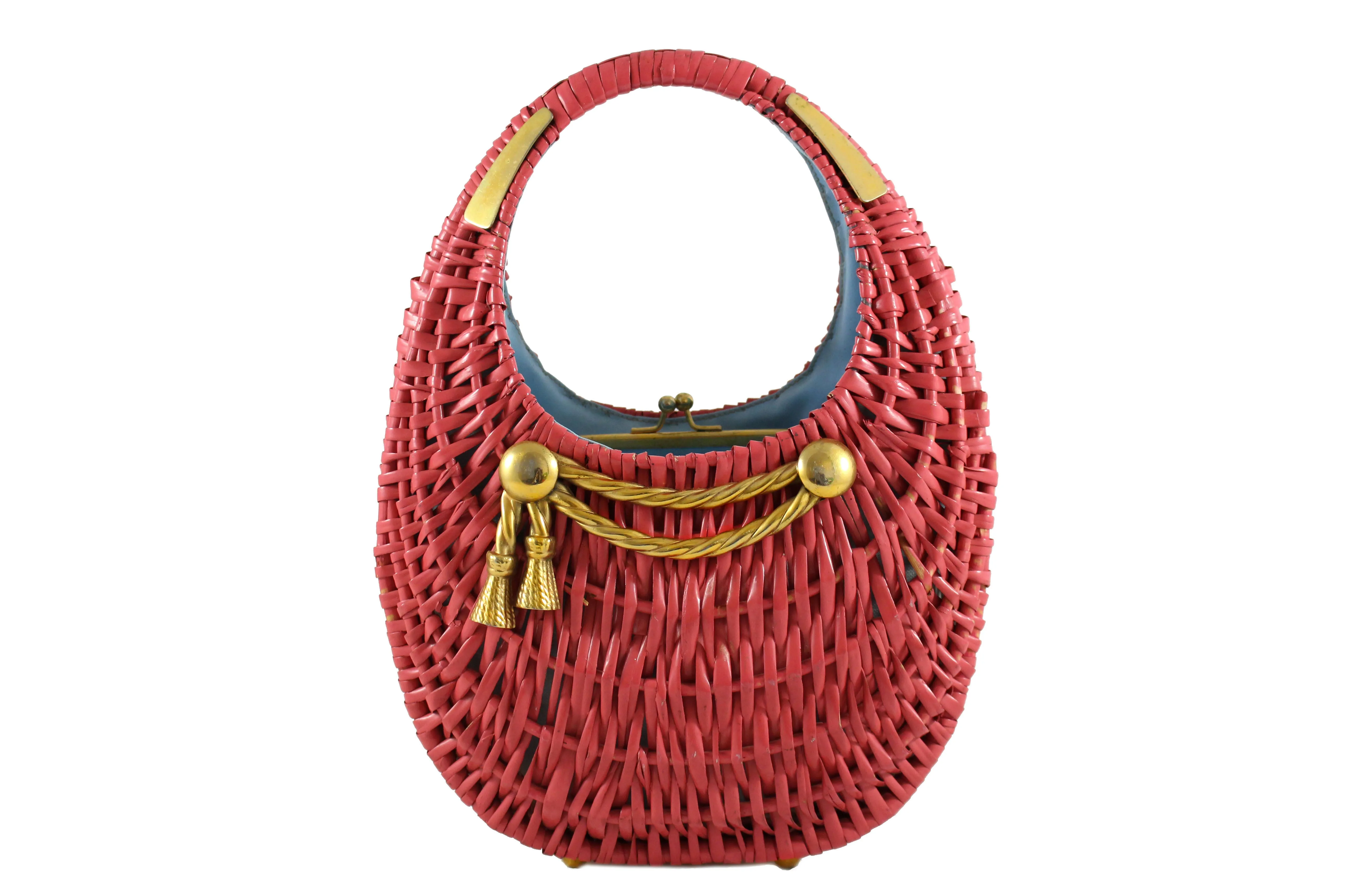 KORET pink wicker basket purse