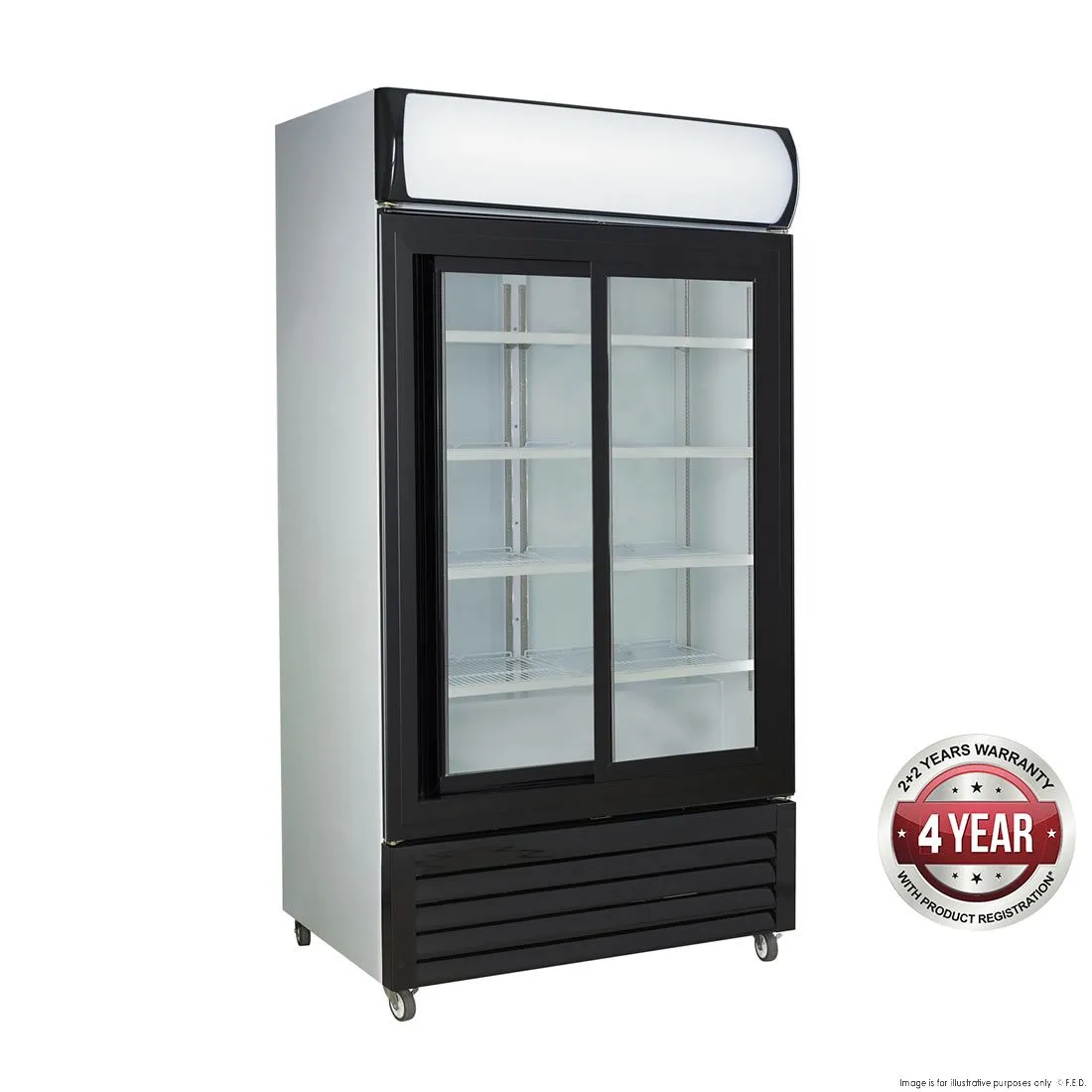 Large Black Sliding Two Glass Door Colourbond Upright Drink Fridge