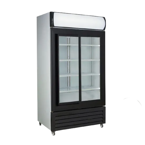 Large Black Sliding Two Glass Door Colourbond Upright Drink Fridge