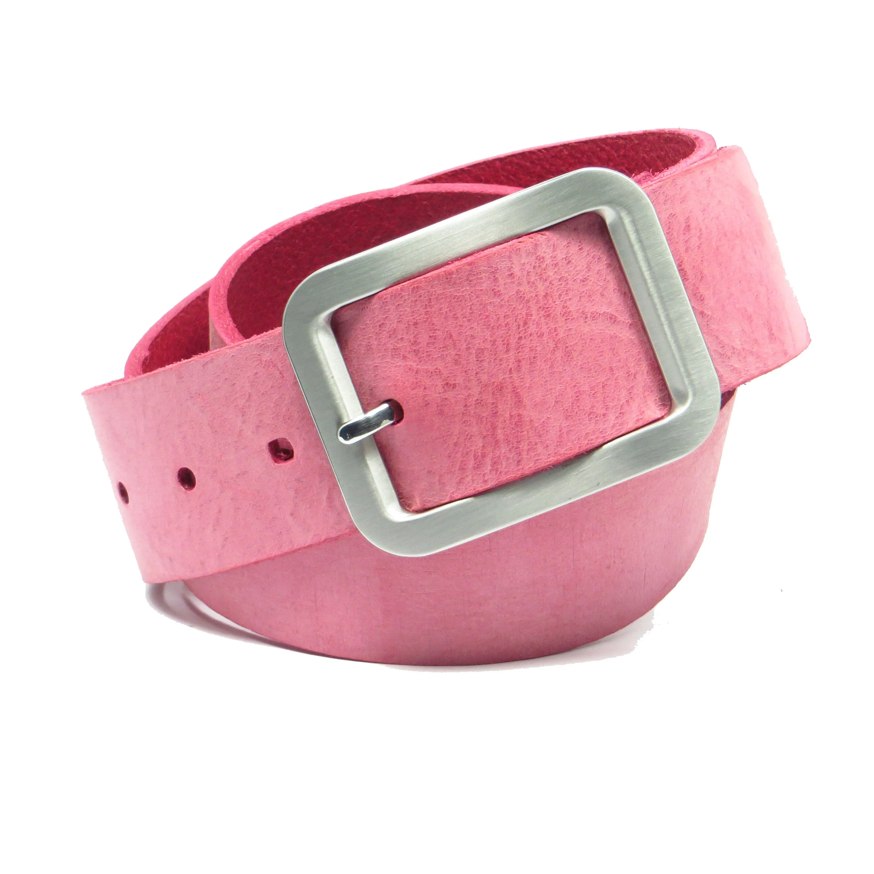 Ledergürtel 4 cm breit pink Rindsleder