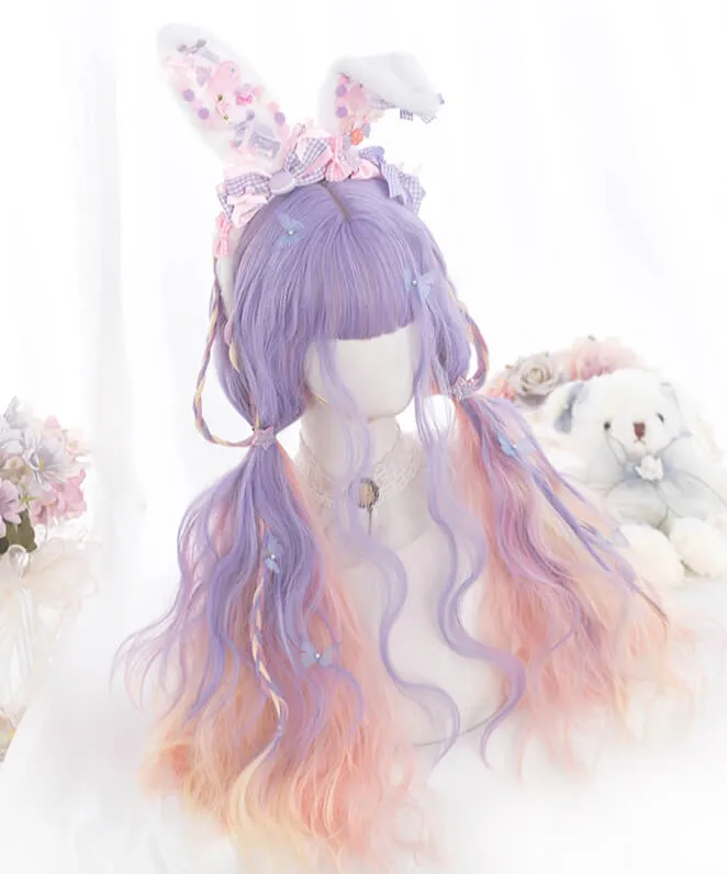 LOLITA PASTEL PURPLE PINK GRADIENT MIXTURE LONG CURLY WIG BY071707