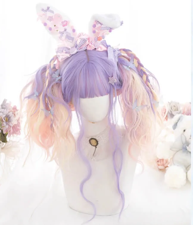 LOLITA PASTEL PURPLE PINK GRADIENT MIXTURE LONG CURLY WIG BY071707