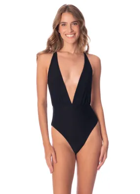 Maaji Jade Black Safri Plunge One Piece