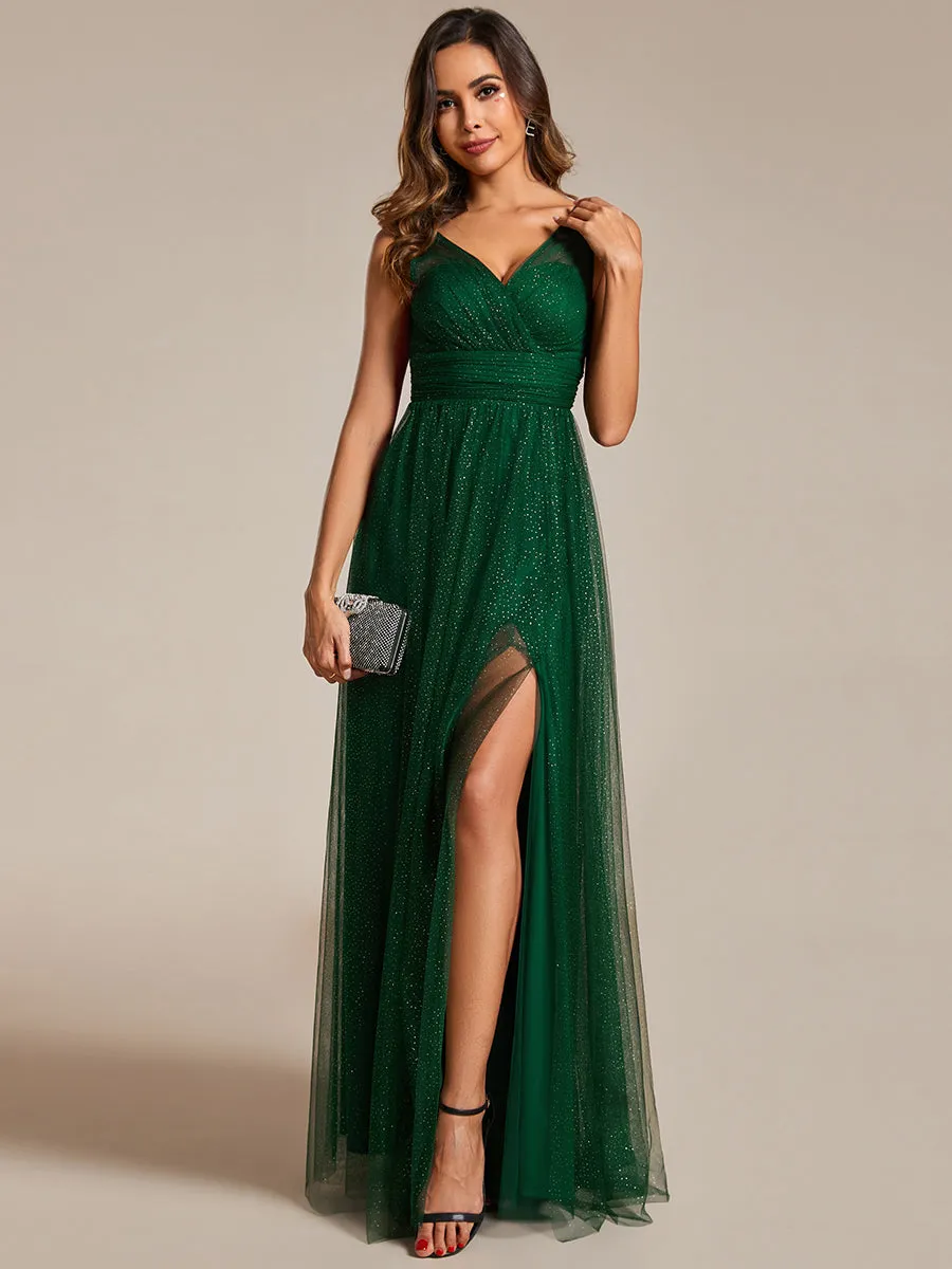 Maxi Spaghetti Strap Sequin Hollow Wholesale Bridesmaid Dress