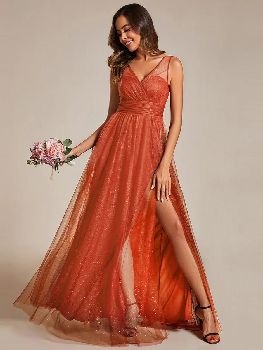 Maxi Spaghetti Strap Sequin Hollow Wholesale Bridesmaid Dress