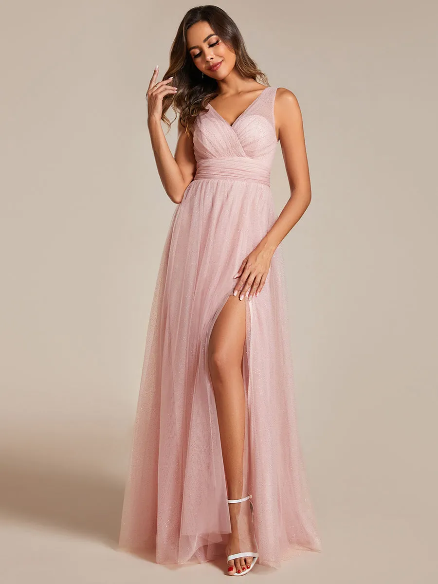 Maxi Spaghetti Strap Sequin Hollow Wholesale Bridesmaid Dress