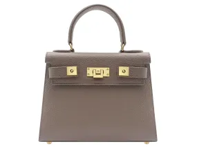 Maya Midi Caribou Soft Grainy Print Calf Leather Handbag - Taupe