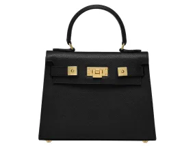 Maya Midi Dolomite Pebble Print Calf Leather Handbag - Black/Gold