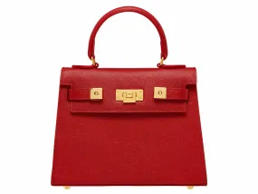 Maya Midi Dolomite Pebble Print Calf Leather Handbag - Scarlet