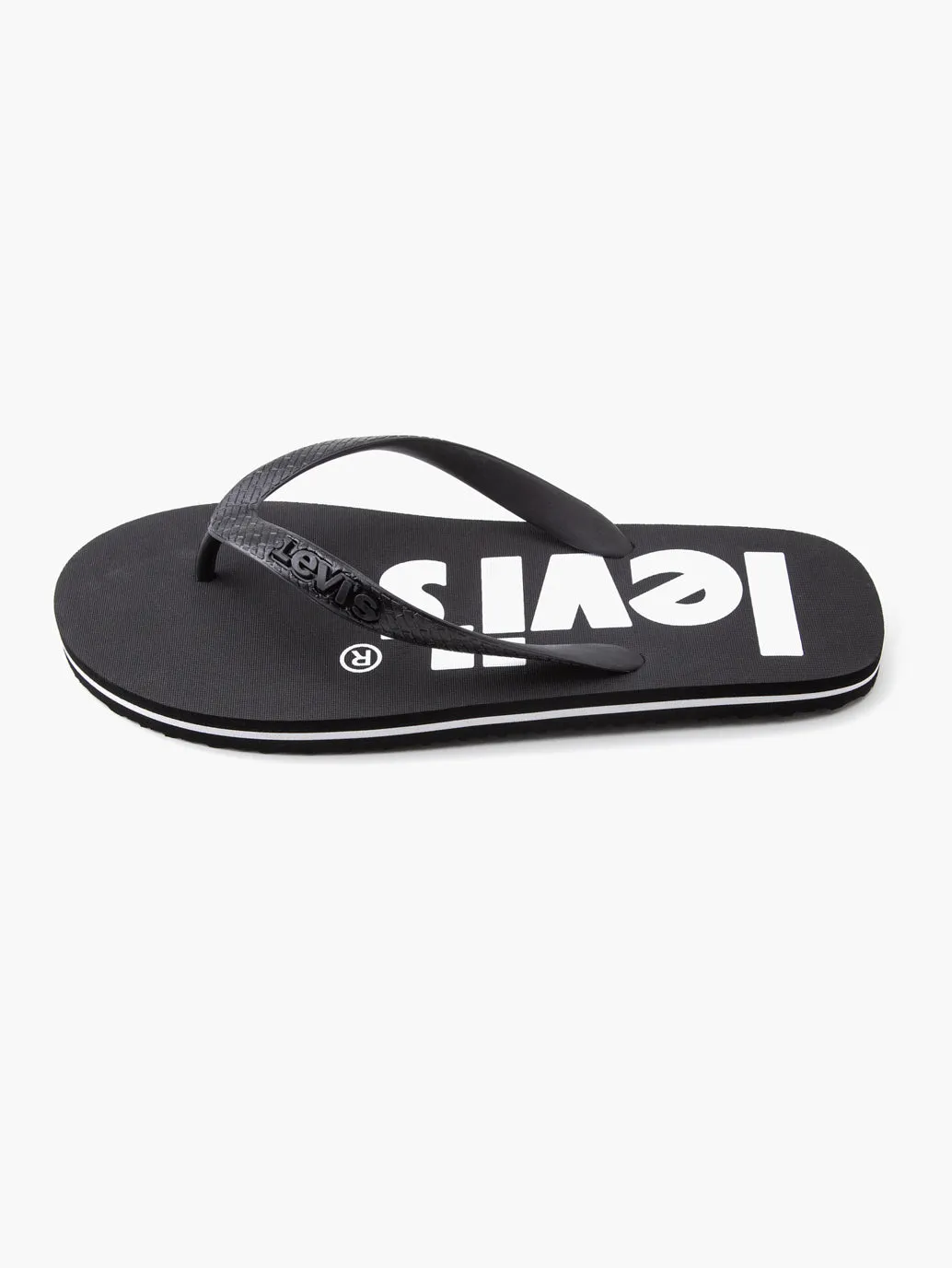 Men's Black Debossed & Printed Logo Flip-Flops