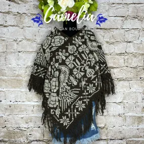 Mexican Cape Poncho Cross Stitch Peacock