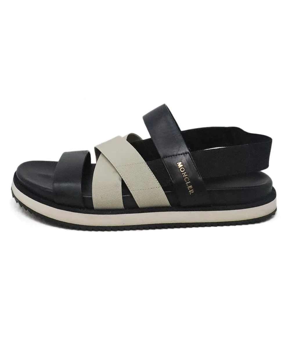 Moncler Black Leather Sandals sz 7