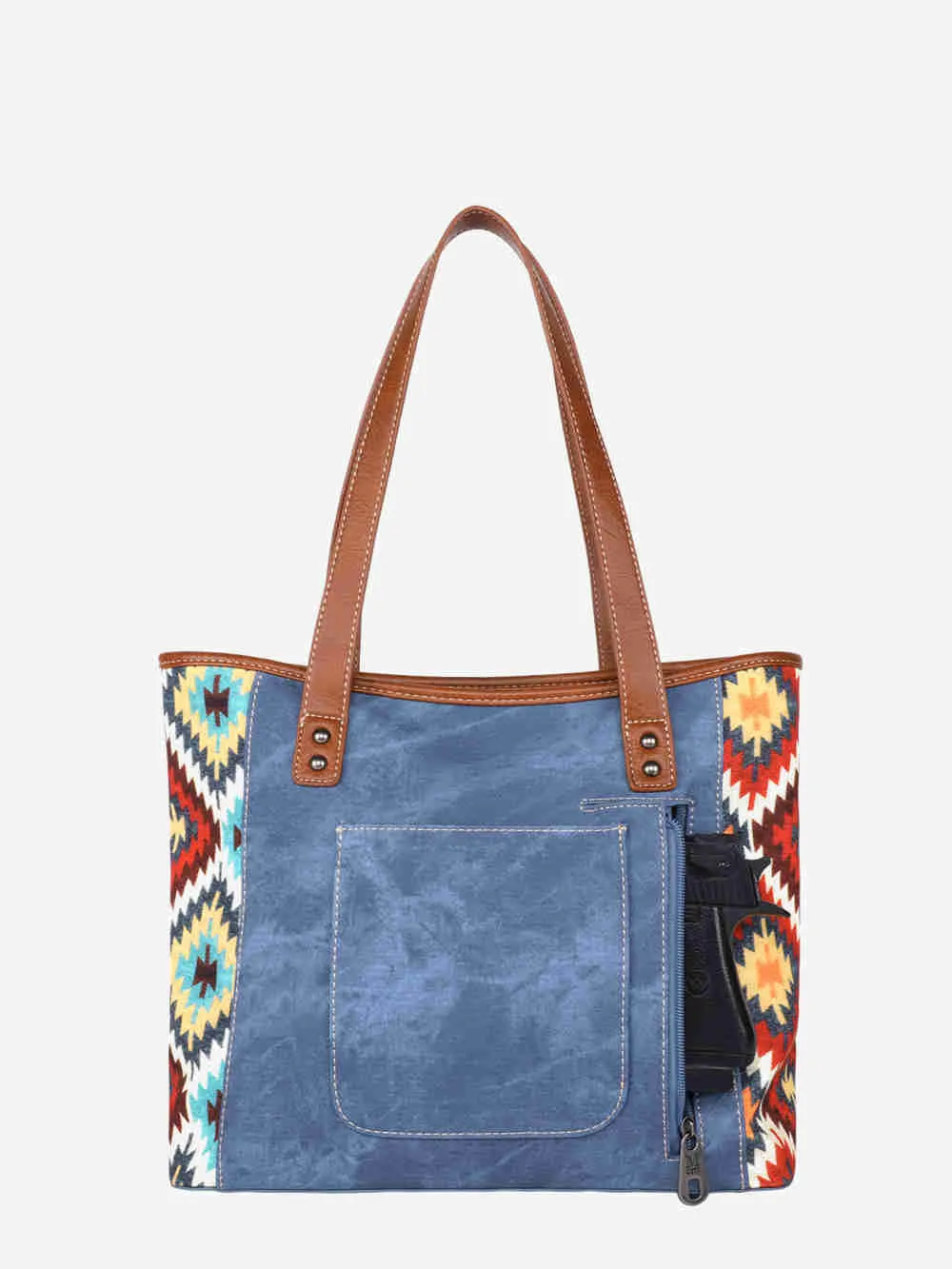 Montana West Aztec Denim Concealed Carry Tote Set