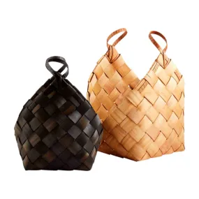 Mud Pie Black/Natural Woven Wood Basket