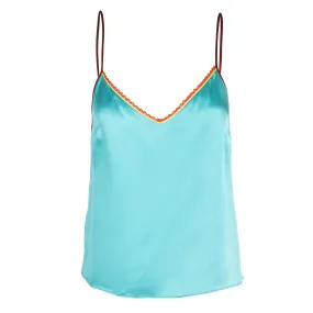 Neon Turquoise Lace-Trim Camisole