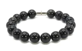 Obsidian Bead Bracelet, Handmade Protective Stone Jewelry for Men/Women Magnetic Clasp, 6-14mm Bead Sizes, Elegant Grounding Accessory