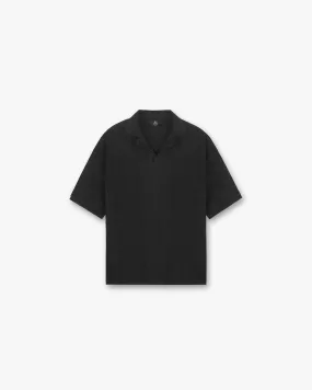 Open Stitch Polo - Black