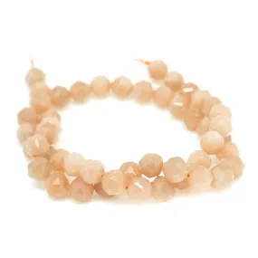 Peach Moonstone Faceted, Double Heart 8mm Star Cut - 15-16"