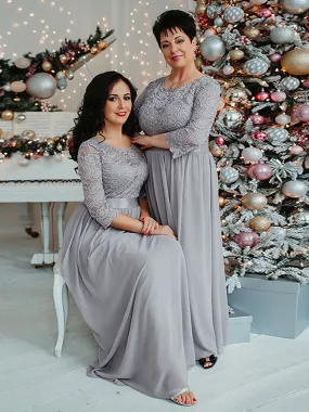 Plus Size Lace Wholesale Bridesmaid Dresses with Long Lace Sleeve