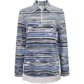 Pure Cotton Half Zip Striped Sweatshirt