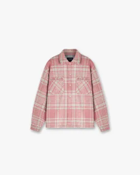 Quilted Flannel Shirt - Pink Grey Check