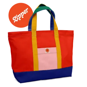 "Big Sur" Mixed-Up Zippered Tote