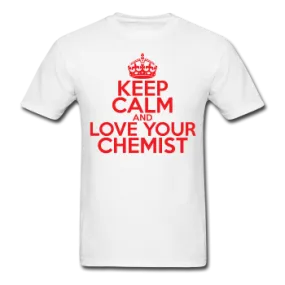 "Keep Calm and Love Your Chemist" (red) - Men's T-Shirt