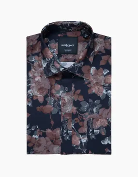 Rembrandt - Sinatra Shirt - Black/Pink Rose Print