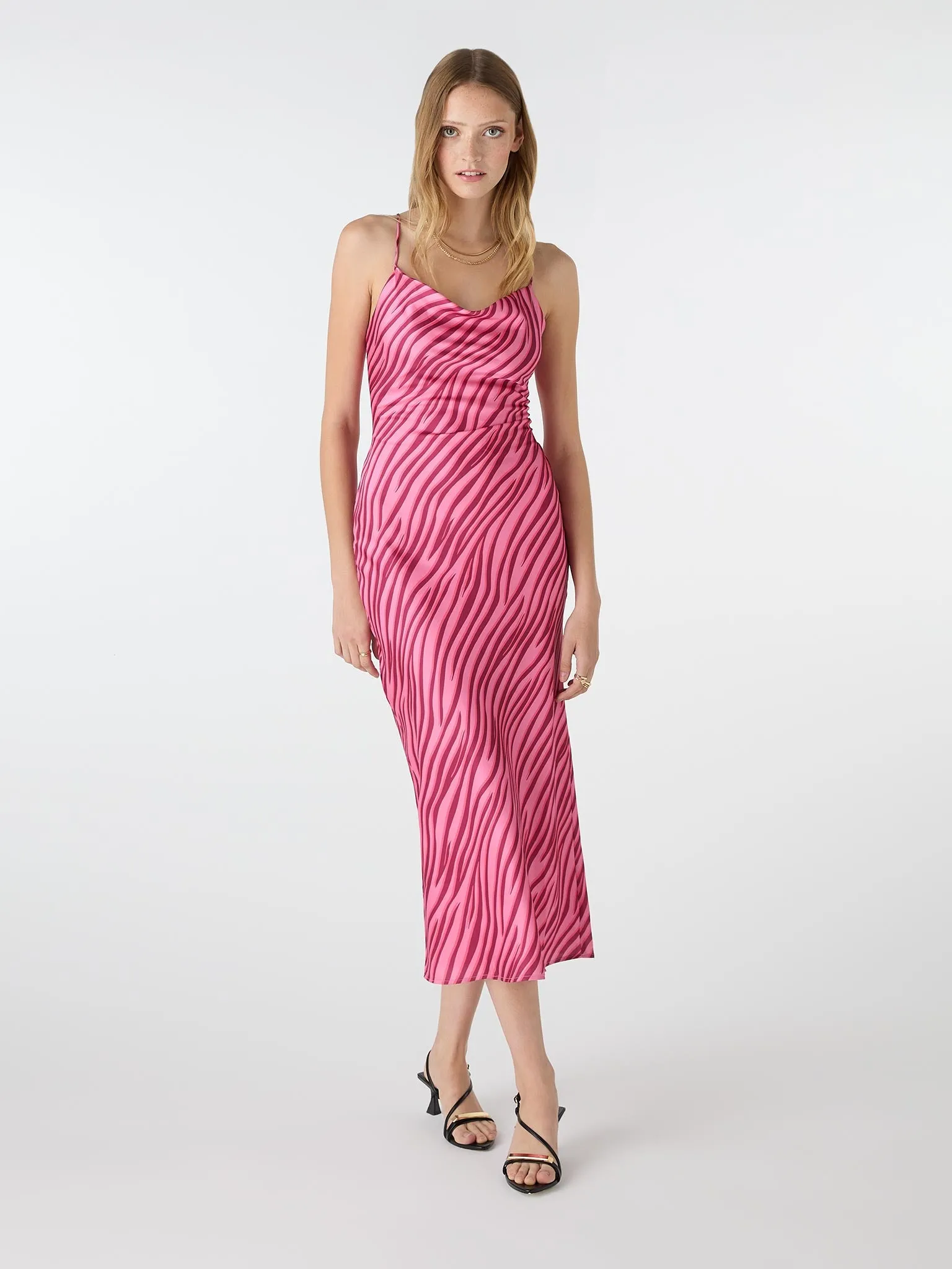 Riviera Midi Dress in Pink Zebra