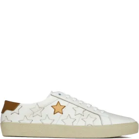 SL06 Gold Star Canvas Sneakers, White/Gold