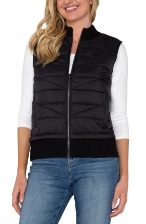 SLEEVELESS QUILTED FULL ZIP SWEATER VEST