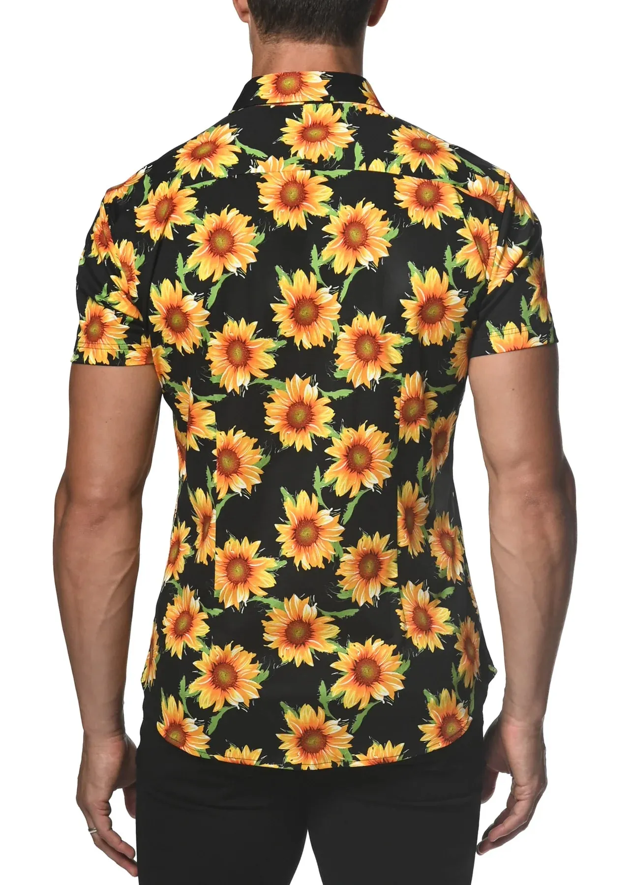 Stretch Jersey Knit Shirt (Sunflowers)