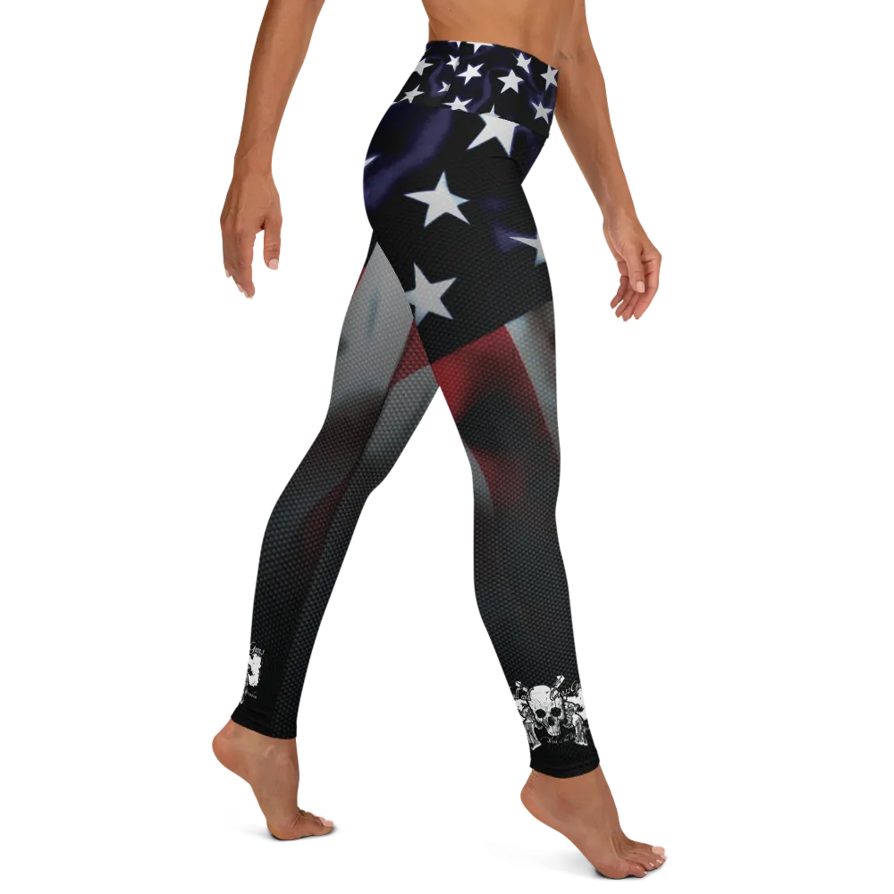 US Flag / Carbon Fiber Yoga Leggings