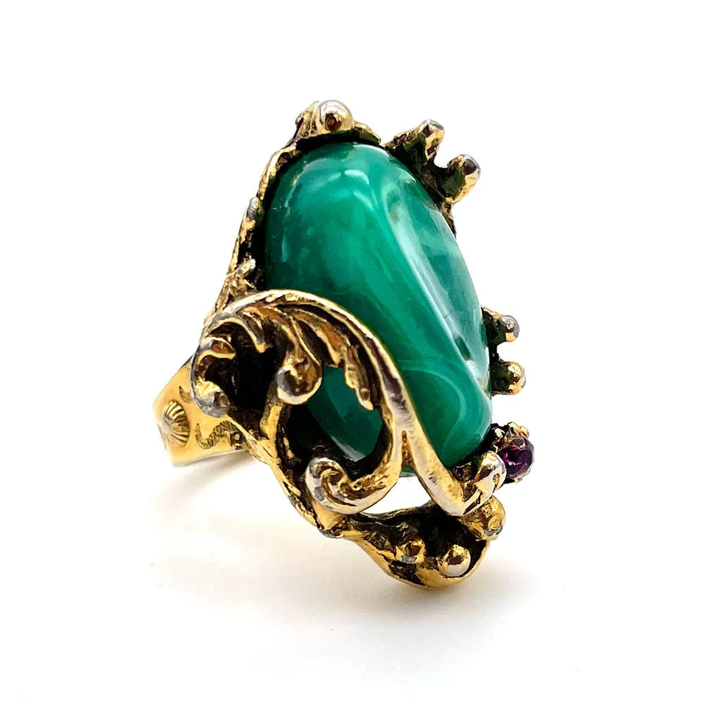 【USA輸入】ヴィンテージ グリーン パープルビジュー リング/Vintage Green Purple Bijou Ring