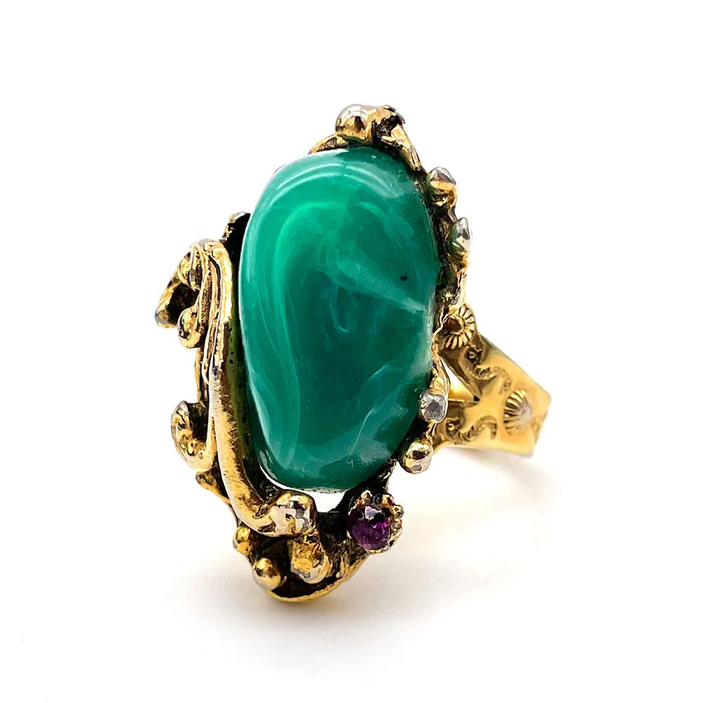 【USA輸入】ヴィンテージ グリーン パープルビジュー リング/Vintage Green Purple Bijou Ring