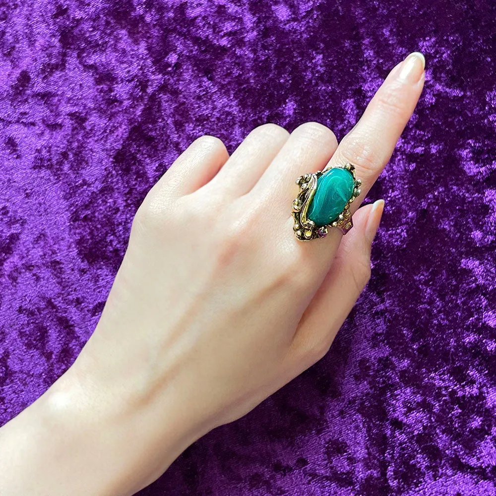 【USA輸入】ヴィンテージ グリーン パープルビジュー リング/Vintage Green Purple Bijou Ring