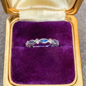 Vintage Marquise Sapphire & Diamond Eternity Band, Size 4