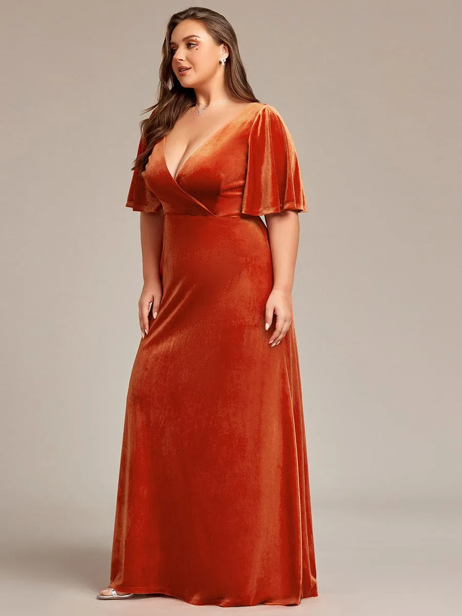 Vintage Plus Size Velvet Maxi Evening Dress