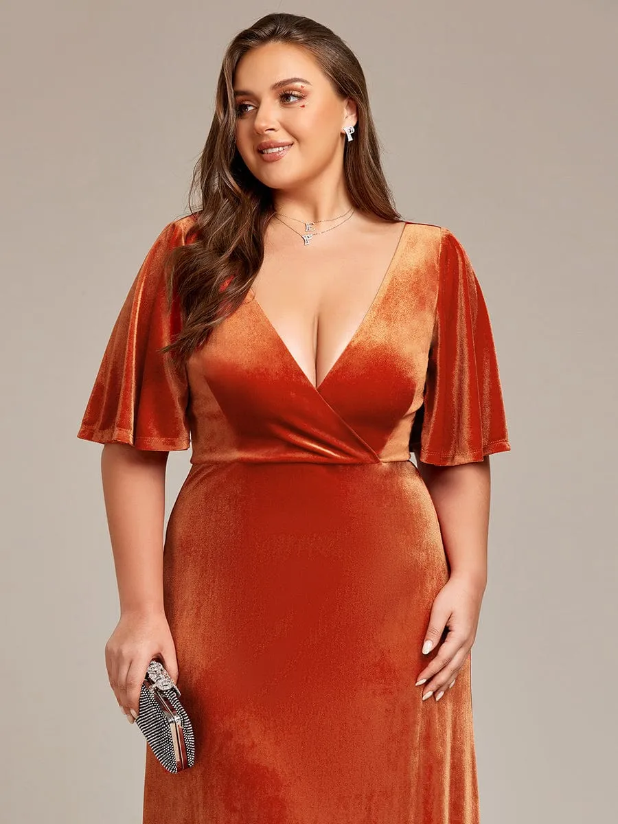 Vintage Plus Size Velvet Maxi Evening Dress