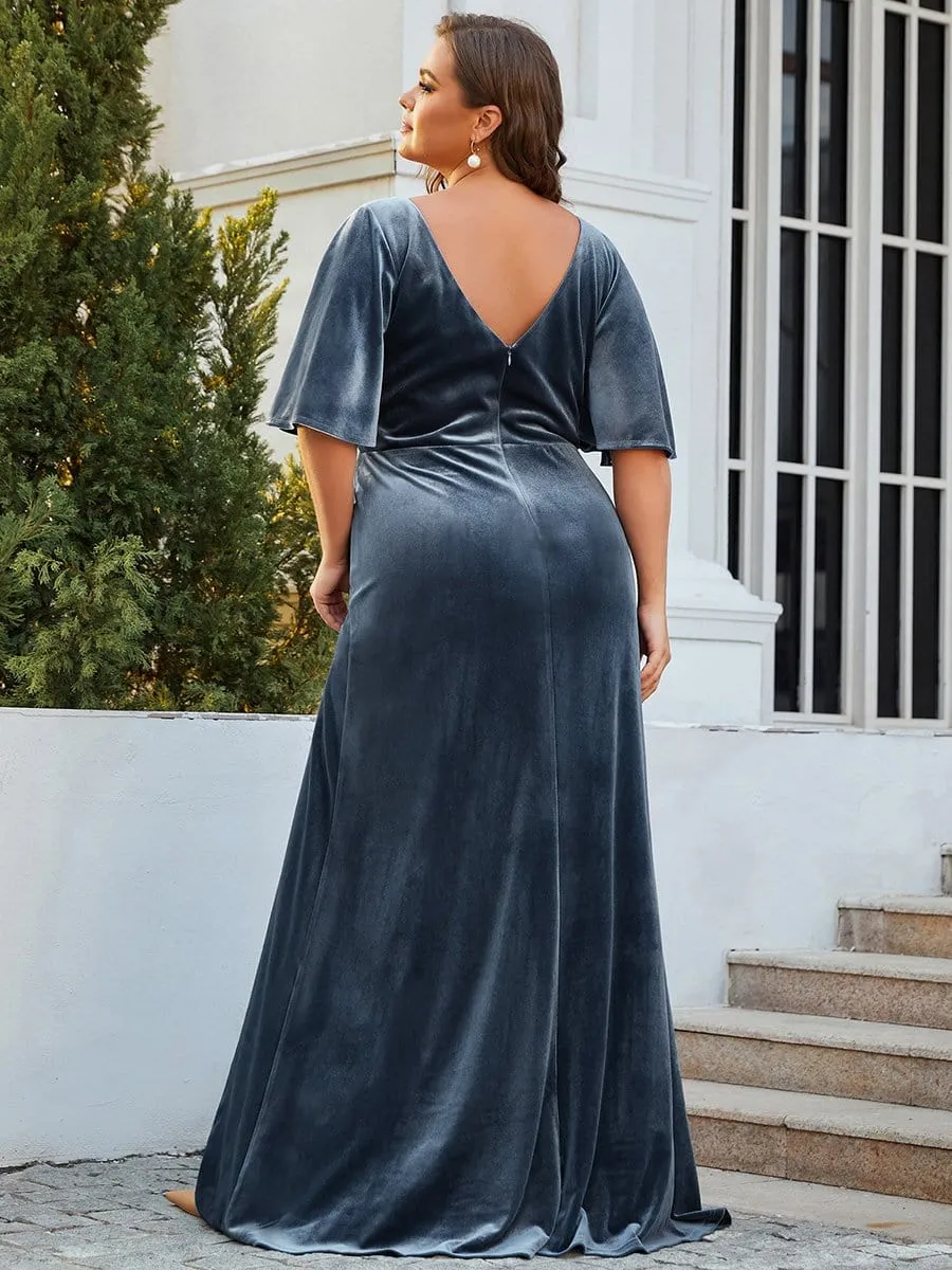 Vintage Plus Size Velvet Maxi Evening Dress