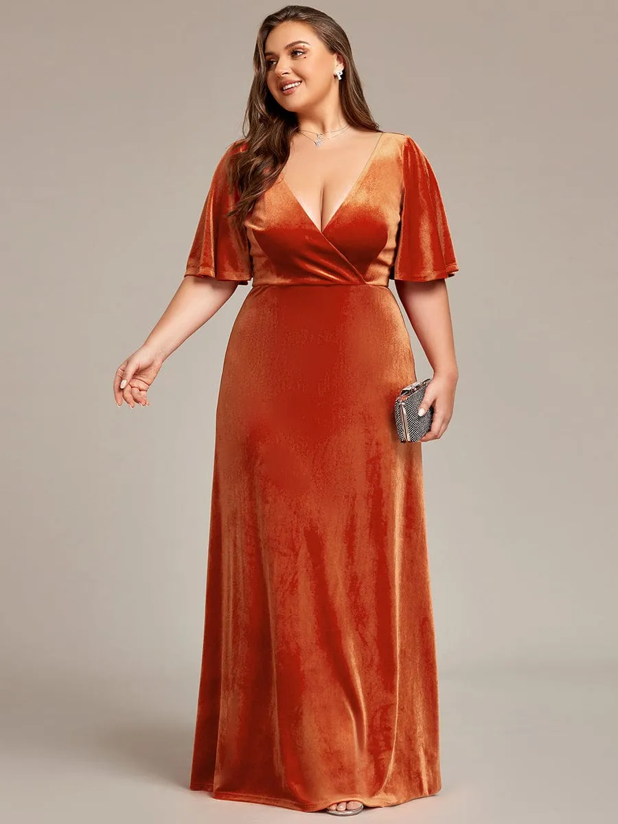 Vintage Plus Size Velvet Maxi Evening Dress