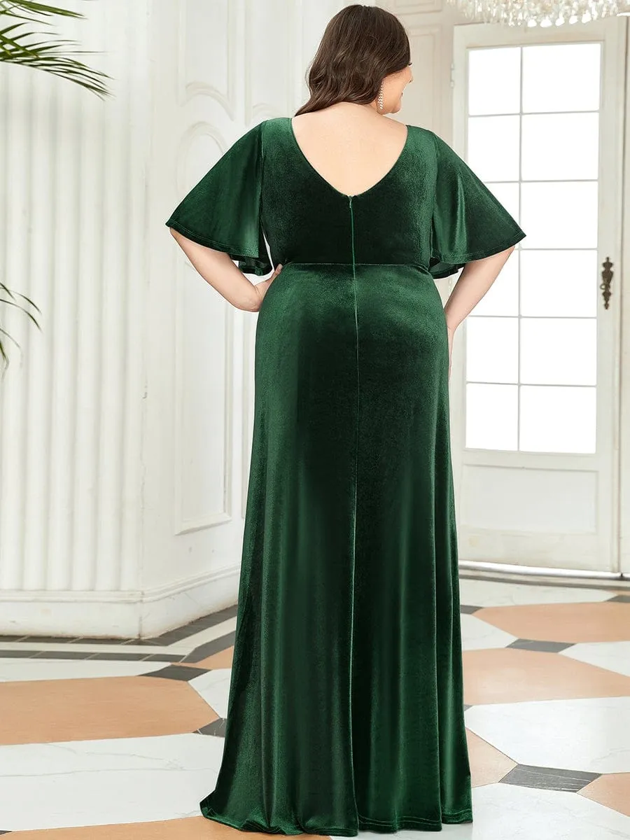 Vintage Plus Size Velvet Maxi Evening Dress