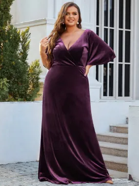 Vintage Plus Size Velvet Maxi Evening Dress