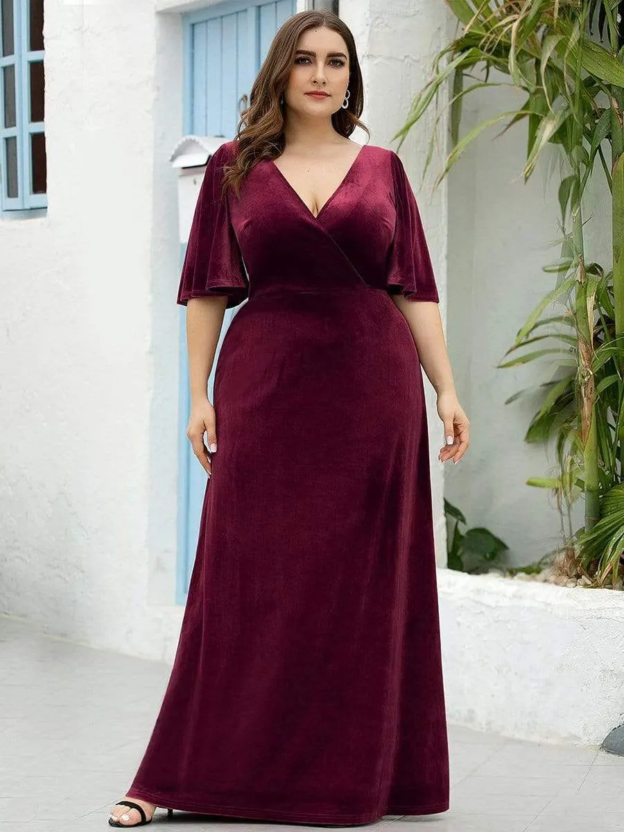 Vintage Plus Size Velvet Maxi Evening Dress