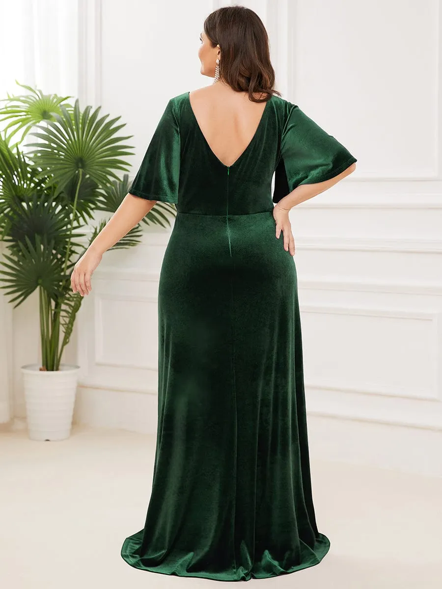 Vintage Plus Size Velvet Maxi Evening Dress