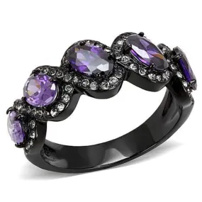 WildKlass Stainless Steel Ring IP Women AAA Grade CZ Amethyst